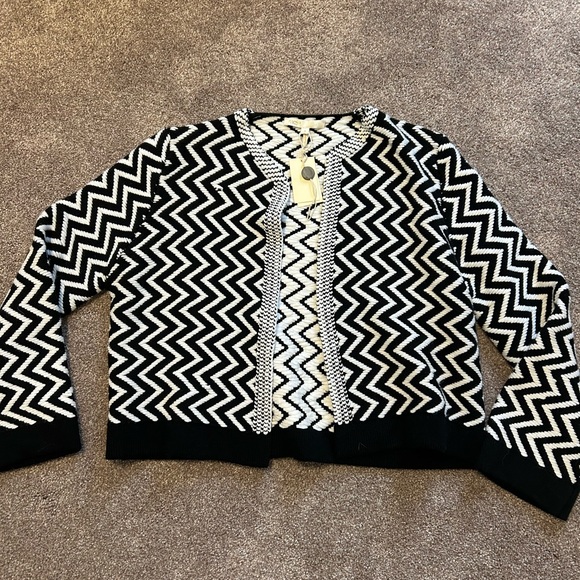 Maje black and white chevron cardigan NWT - Picture 1 of 4